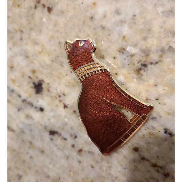 Fish & Crown Cloisonne Orange Cat Fancy Egyptian Collar Brooch Pin - Picture 4 of 10